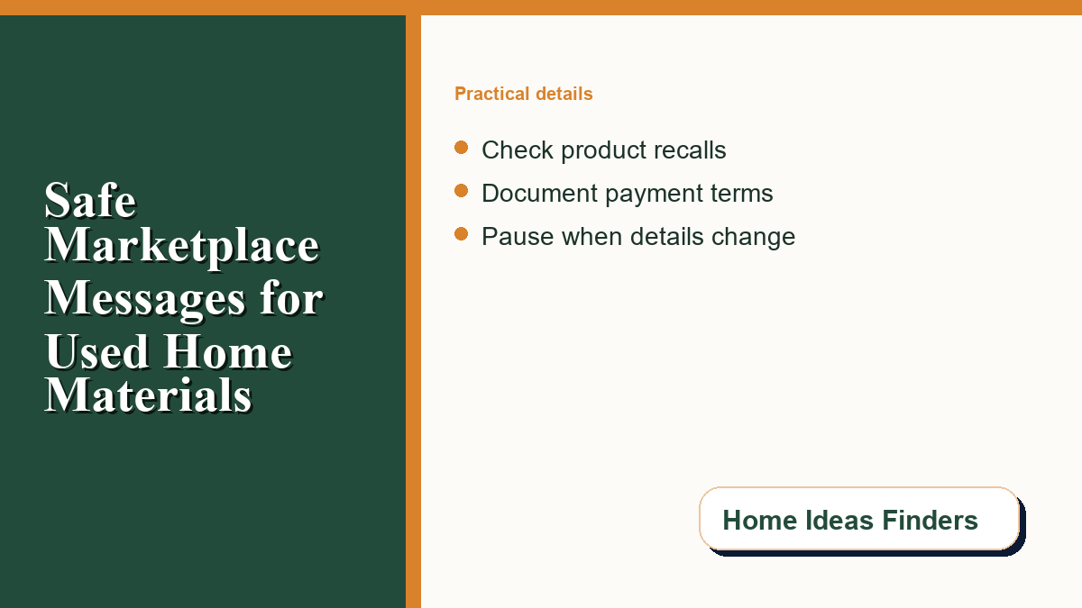 Used home material sale checklist covering recalls payment terms and changed details